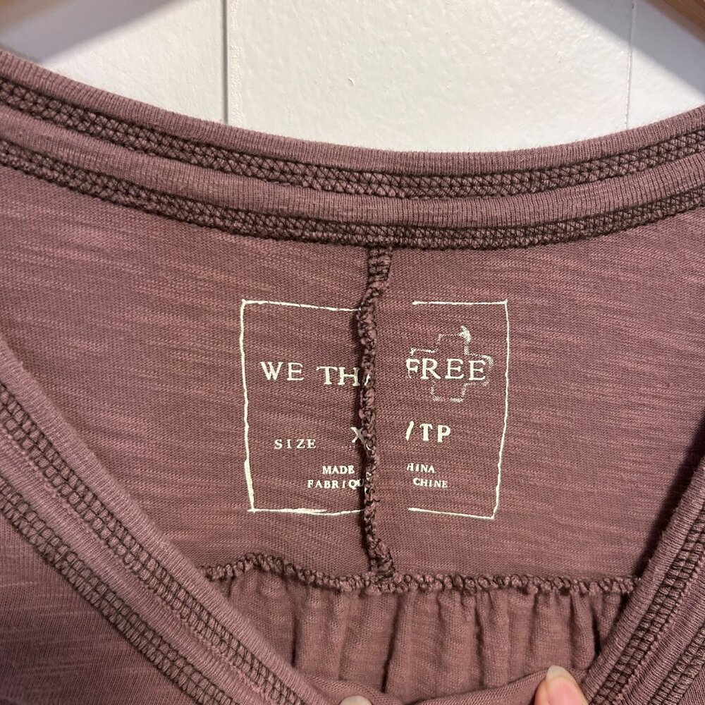 We the Free Cotton Long Sleeve Tee Purple Muave Relaxed - Picture 3 of 7